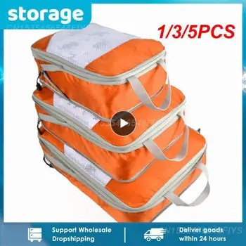 1/3/5ШТ Новая дорожная сумка для хранения большой емкости, сжимаемый упаковочный куб, складной водонепроницаемый чемодан, нейлоновая портативная сумка