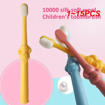1 ~ 15ШТ Детская зубная щетка с десятью тысячами волос с одной короткой средней ручкой, картридж для детской зубной щетки с тонкими мягкими волосами