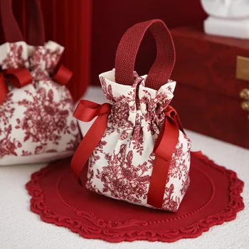 20 шт./лот, тканевые сумки с креативным принтом, свадебные сумки для конфет, комплекты праздничных принадлежностей, портативные Маленькие подарочные упаковочные пакеты