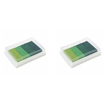 2X Inkpad Craft с несколькими градиентами зеленого цвета, 4 цвета, подушечка для штампов на масляной основе