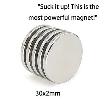 2шт 30x2 мм Мощный неодимовый магнит, сильные неодиевые магниты для холодильников, маленькие круглые магниты, Магнит для холодильника Super