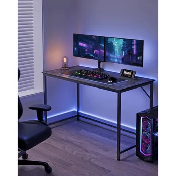 47,2-дюймовый компьютерный стол, небольшое рабочее место для домашнего офиса, простая сборка, стальная рама, текстура дерева