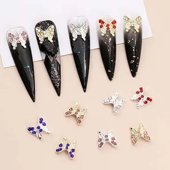 5 шт./компл. легкие роскошные стразы для ногтей в форме бабочки, шарм для ногтей, аксессуары для ногтей из сплава серебра и золота