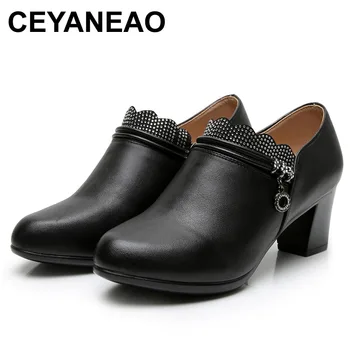 CEYANEAOHot 2020, Новая осенняя обувь со стразами, женская обувь на высоком каблуке, Комфортная Мягкая нескользящая обувь из натуральной кожи, женская обувь на высоком