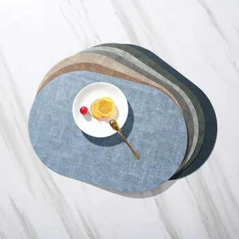 Inyahome Роскошные искусственные овально-круглые коврики для столовой посуды, набор из 1/4 нескользящей подставки, Кожаная посуда, Кофейные подставки, Кухонные принадлежности