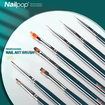 Nailpop French Stripe Nail Art Liner Brush 9 мм и 11 мм Живопись Ручкой Кисть Для Рисования Liner Brush Nail Art Маникюрные Инструменты