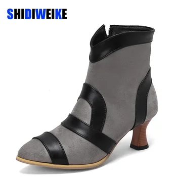 SDWK/ Ботинки в стиле ретро 5,5 см, Женская обувь, Женская обувь на высоком каблуке-шпильке, Резиновые ботильоны, Женские Короткие сапоги Смешанных цветов, Zapatillas Mujer