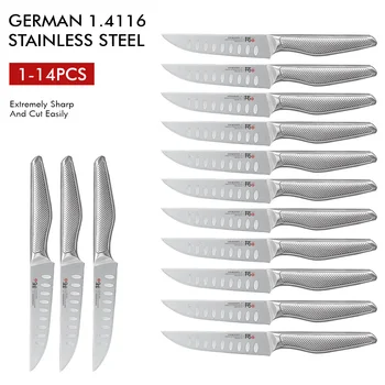 TURWHO 1-14ШТ Набор Ножей для стейка 5-дюймовый Немецкий Нож для резки мяса с острым лезвием из нержавеющей стали 1.4116 Кухонные Ножи