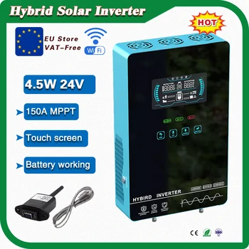 Автономный солнечный гибридный инвертор мощностью 4,5 кВт, солнечное зарядное устройство MPPT 150A, 24 В постоянного тока, Максимальная мощность фотоэлектрической сети 6200 Вт, вход с подключением Wi-Fi