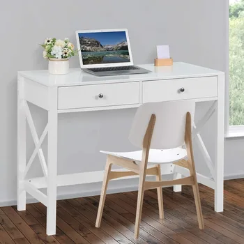 Белый письменный компьютерный стол с выдвижными ящиками для ноутбука, компьютерный игровой стол, стол для ПК, маленький современный столик для спальни, кабинета