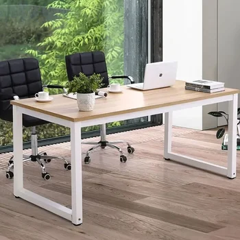Большой офисный стол, письменный рабочий стол для домашнего рабочего места, широкая металлическая прочная рама, ножки из толстой стали, белый