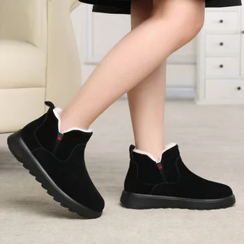 ботильоны, зимние ботинки, женские модные 2023 года, бархатные, утолщенные, с короткой трубкой, без шнуровки, теплая хлопковая обувь для хлеба, botas de mujer