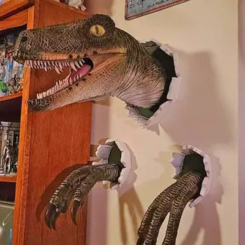 Горячая 3D настенная скульптура динозавра, монтируемая из смолы, декор динозавра, Лопающаяся голова динозавра с когтями, домашний декор