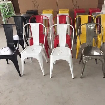 Дешевые металлические разноцветные промышленные стулья для ресторана Металлические стулья