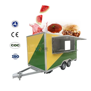 Европейский передвижной продовольственный трейлер 2023 года, 4-колесная тележка для еды, спиральная тележка для картофеля и холодных напитков