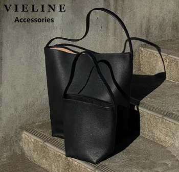 Женская сумка-мешок из натуральной кожи VIELINE, большая вместительная сумка-тоут, сумка подмышками, сумочка на одно плечо, простой дизайн, женская сумочка