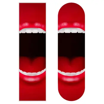 Забавный красный рисунок губ, лист клейкой ленты для захвата скейтборда, наждачная бумага для лонгборда для роликовой доски, водонепроницаемая клейкая лента для захвата скутера