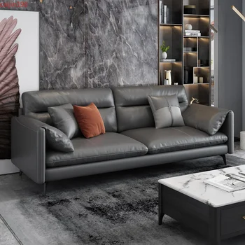 Индивидуальный кожаный диван для гостиной современный простой размер кожаного дивана семейная комбинация мебельного гарнитура