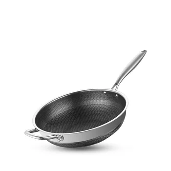 Индукционная сковорода wok без отжима из нержавеющей стали 316 для индукции