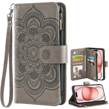 Кожаный бумажник с откидным карманом на молнии, несколькими слотами для карт, чехол для телефона Apple iPhone 14 14 Plus 14Plus 14Promax 14 Pro Max 14