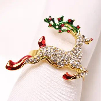 Кольцо для салфетки в виде снежинки, элегантные эмалированные кольца для рождественских салфеток, Рождественская елка, держатели для снежинок с оленями для декора свадебного стола