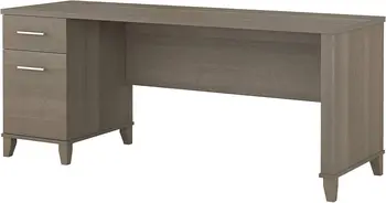 Компьютерный стол Somerset 72W с выдвижными ящиками, большой стол для ноутбука для домашнего офиса, пепельно-серый
