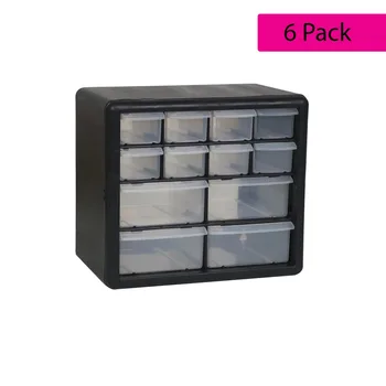 Коробка для хранения с 12 выдвижными ящиками (упаковка из 6 штук) - Универсальное решение для хранения вещей для рукоделия и хобби, органайзер для макияжа, коробка для хранения