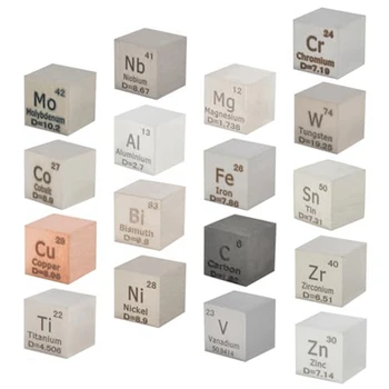 Кубики металлических элементов-Набор кубиков плотности Сантиметровый-Кубики для серии Периодической таблицы Менделеева - 99,99% высокой чистоты (0,39 дюйма /10 мм)