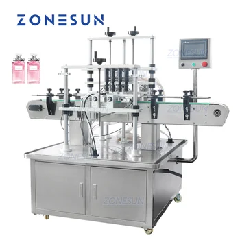 Машина для Розлива Жидкости ZS-YTZL4A ZONESUN с 4 Головками Автоматического Вакуумного Косметического Наполнителя Для Небольших Бутылок ZONESUN Для Производства Духов