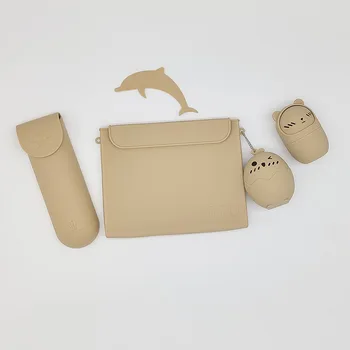 Модная сумка для кистей для макияжа, силиконовая косметичка, дорожная косметичка с клапаном на двойной магнитной пряжке для женщин и девочек-карандашей