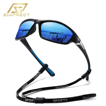 Модные Спортивные поляризованные солнцезащитные очки SIMPRECT Для мужчин 2023 UV400, высококачественный Люксовый бренд, Прямоугольные солнцезащитные очки для рыбалки и вождения