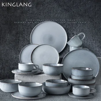 Набор посуды для дома KINGLANG в скандинавском стиле в стиле ретро, простой, легкий, роскошный набор посуды в европейском стиле