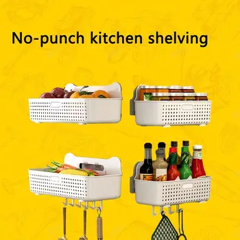 Настенный кухонный стеллаж для хранения - идеальное решение для организации кухонного пространства без дрели
