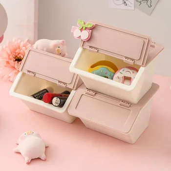 Настольный Японский Мини-ящик для хранения, Полка для хранения, Розовое Ведро для хранения