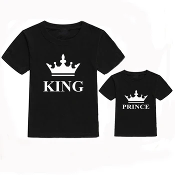 новая одежда для семьи, модная одежда для мамы и меня, футболка для папы и меня с принтом короля принца, подходящие семейные наряды