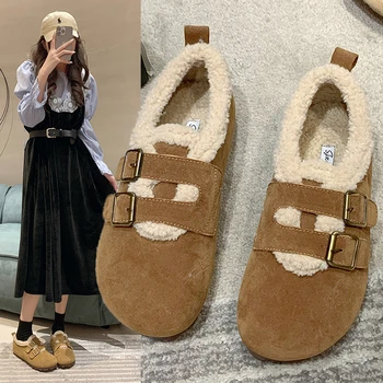 Новинка зимы 2023, корейская версия, Модные Универсальные женские плюшевые хлопковые туфли tide