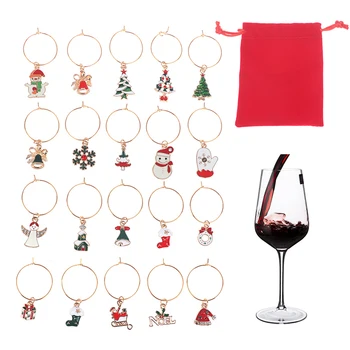 Новые 20шт Рождественские маркеры для бокалов для вина, праздничные маркеры для напитков, подвески для бокалов для вина