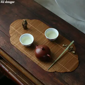 Плетеный из бамбука в стиле Ретро Чайный коврик для банкета Мастера Японской Дзен-татами Чайной церемонии Аксессуары для чайного сервиза
