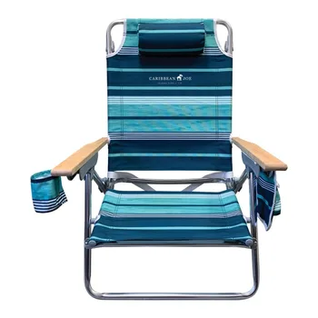 Пляжное 5-позиционное роскошное кресло с деревянными подлокотниками походное кресло на открытом воздухе 