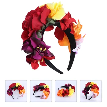 Повязка на голову на Хэллоуин с цветочным обручем для волос, гирлянда, вечерние повязки для женщин и девочек