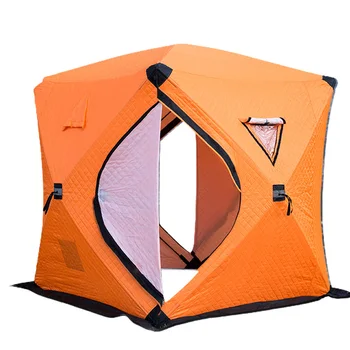 Портативная палатка для зимней подледной рыбалки, Уличная зимняя палатка для кемпинга, Утолщенное теплое трехслойное хлопковое укрытие, Водонепроницаемое и ветрозащитное