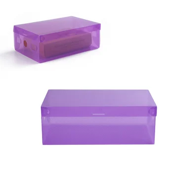 Прозрачный пластиковый футляр для обуви ярких цветов, коробка для хранения обуви, контейнер, штабелируемый футляр-органайзер для обуви (фиолетовый)