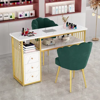 Профессиональный маникюрный стол для салона красоты, светильник, роскошный маникюрный стол и стул со встроенным пылесосом, домашние столики для макияжа