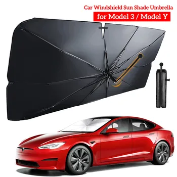 Складной Автомобильный Солнцезащитный козырек, зонт на лобовое стекло для Tesla Модель 3, модель Y, модель S, модель X, солнцезащитный козырек на переднее стекло, Экранный щит