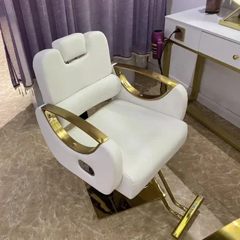 Современное Золотое салонное кресло, Кожаное кресло для парикмахерской, Роскошное Персонализированное салонное кресло с откидной спинкой, Коммерческая мебель Cadeira
