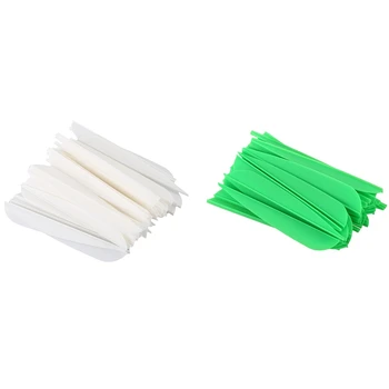 Топ!-100 шт лопасти для стрел 4-дюймовое пластиковое оперение для стрел из лука своими руками зелено-белое