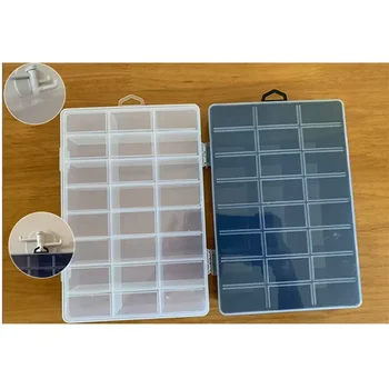 Фиксированный пластиковый ящик для хранения с 24 сетками, прозрачный ящик для хранения, дисплей для винтовых сережек для ювелирных изделий, контейнер-органайзер для интервалов