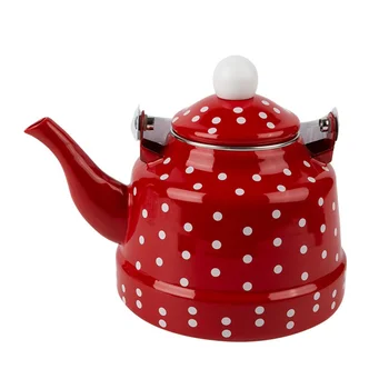 Эмалированный Чайник В Красный Горошек Прочный Нагревательный Чайник Для Воды Прекрасный Эмалированный Чайник Кухонный Чайник Металлический Чайник Для Дома