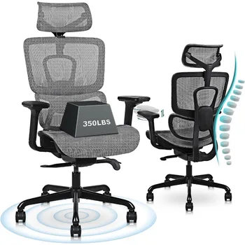 Эргономичный офисный стул-офисный стул из сетки с регулируемой глубиной сиденья, 3D регулируемым подлокотником, домашний офисный стул с поясничным
