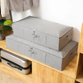 Ящик для хранения под кроватью большой емкости, Пылезащитный тканевый органайзер для хранения одежды, складной с крышкой, сумка для хранения под кроватью для дома